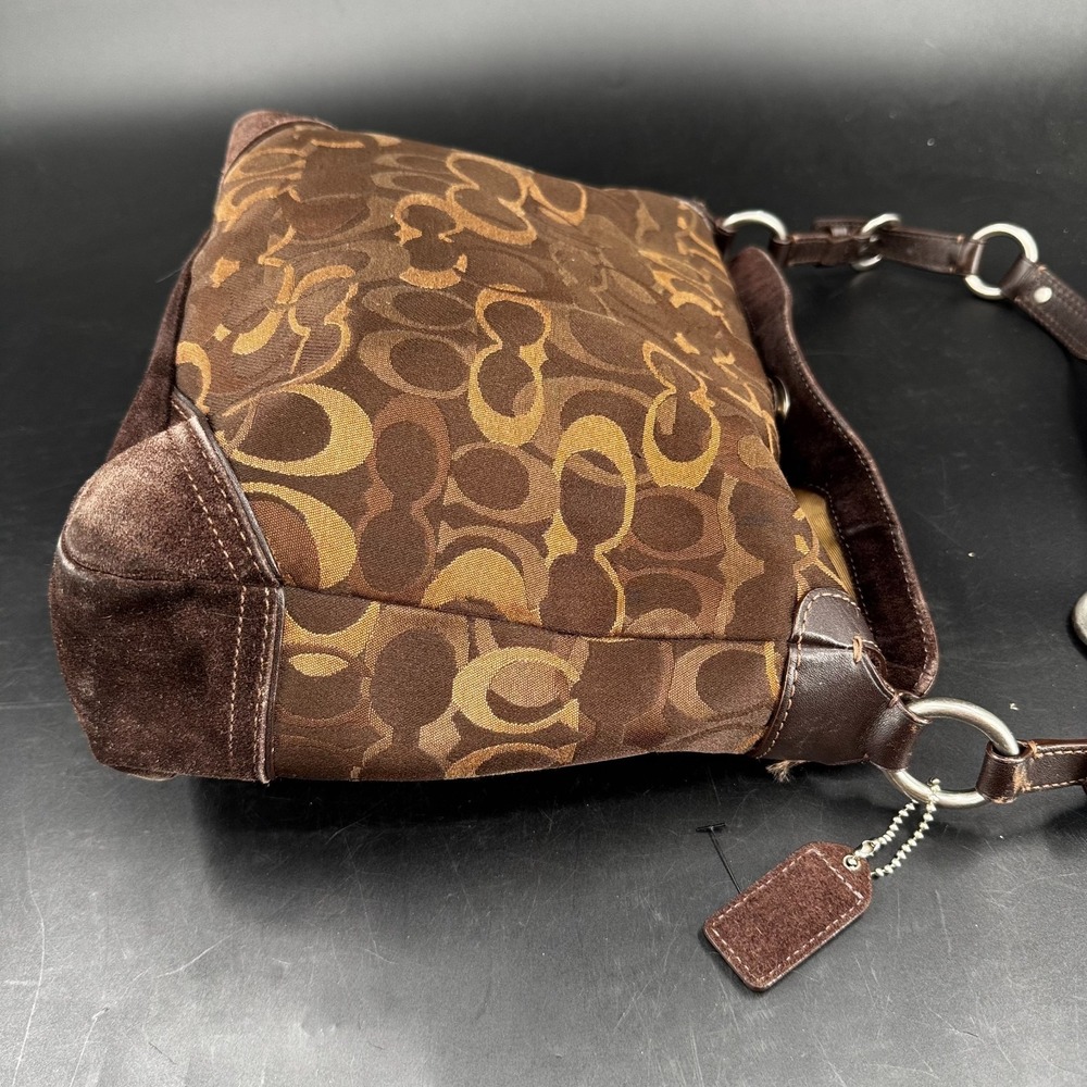 Coach Chelsea Signature Leather Handbag Purse WOMENS Brown Turn Lock Close - Picture 7 of 10